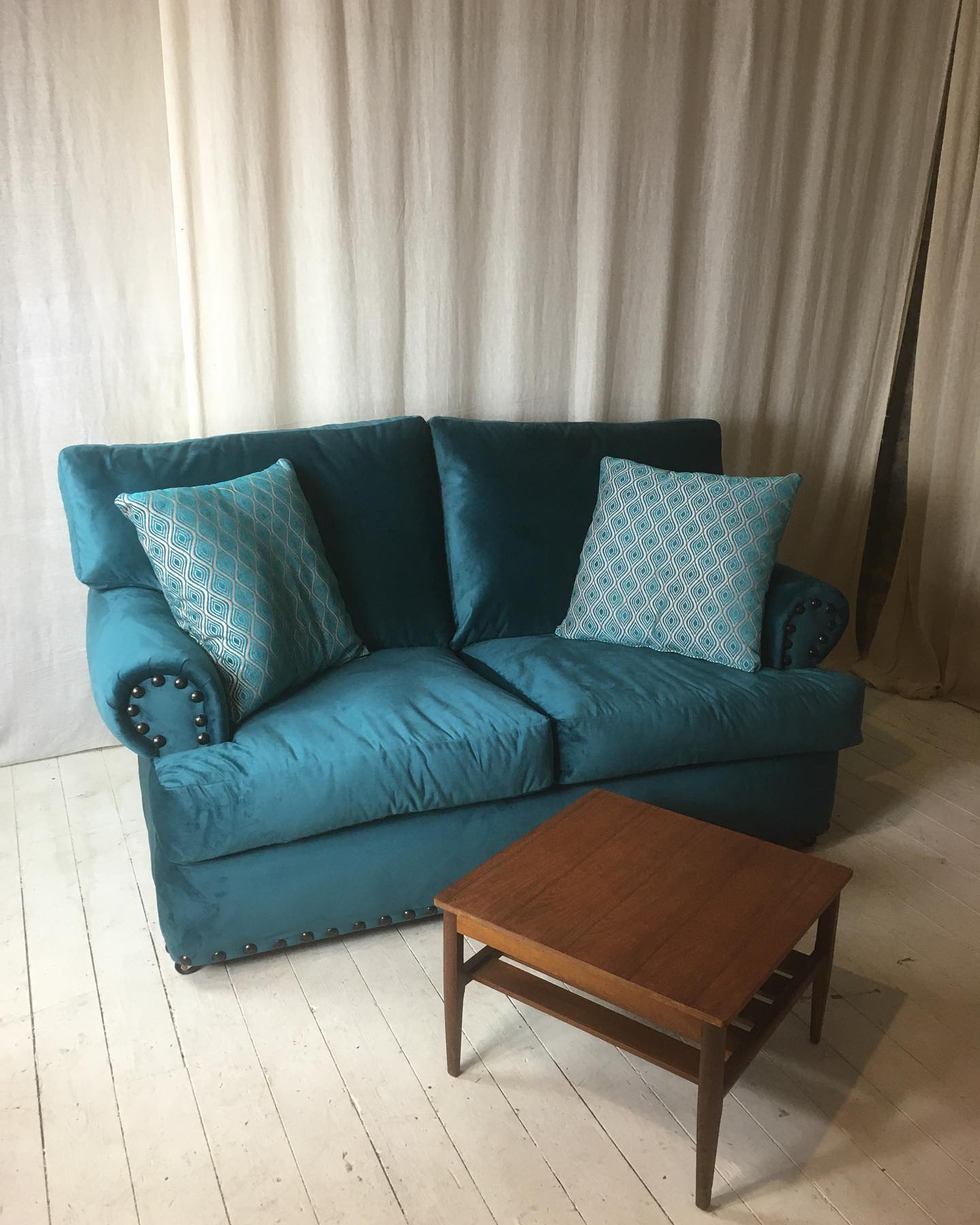fully refurbished in teal velvet